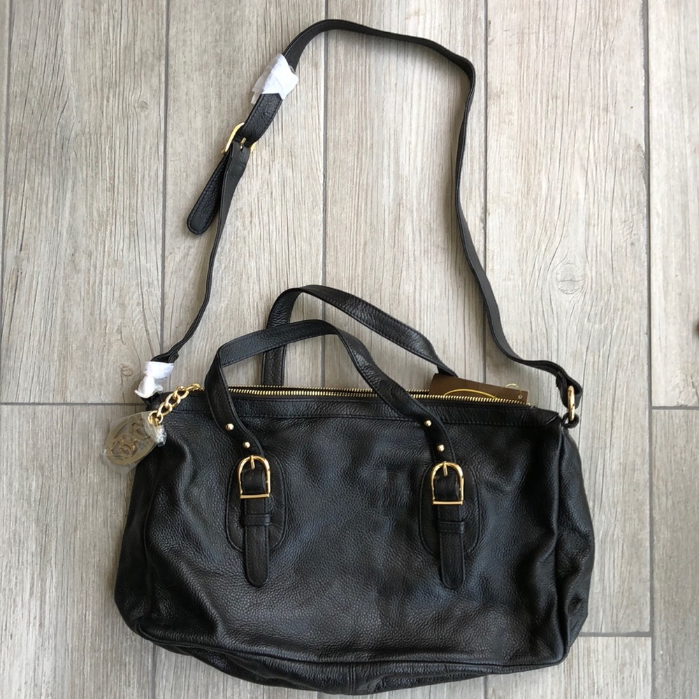 Black leather shoulder bag brand new